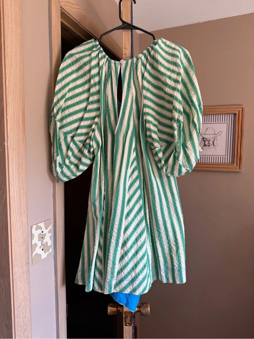 Free People Green and White Striped Peasant Tunic - Picture 5 of 6
